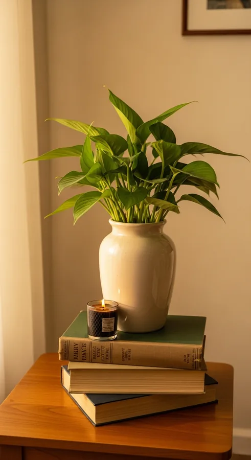 Greenhouse Home — plant and vintage books interior